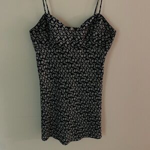 Free People Intimately Floral Print Slip Dress - Dark Blue & Silver